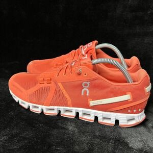 On Cloud Womens US 10.5 Running Shoes Orange White Slip On Athletic Sneakers